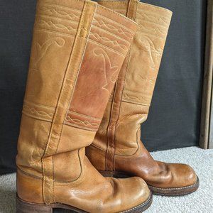 Vintage Frye Leather Embroidered Campus Boots